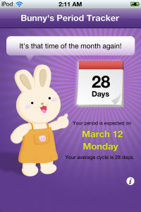 Bunny's Period Tracker Main Page